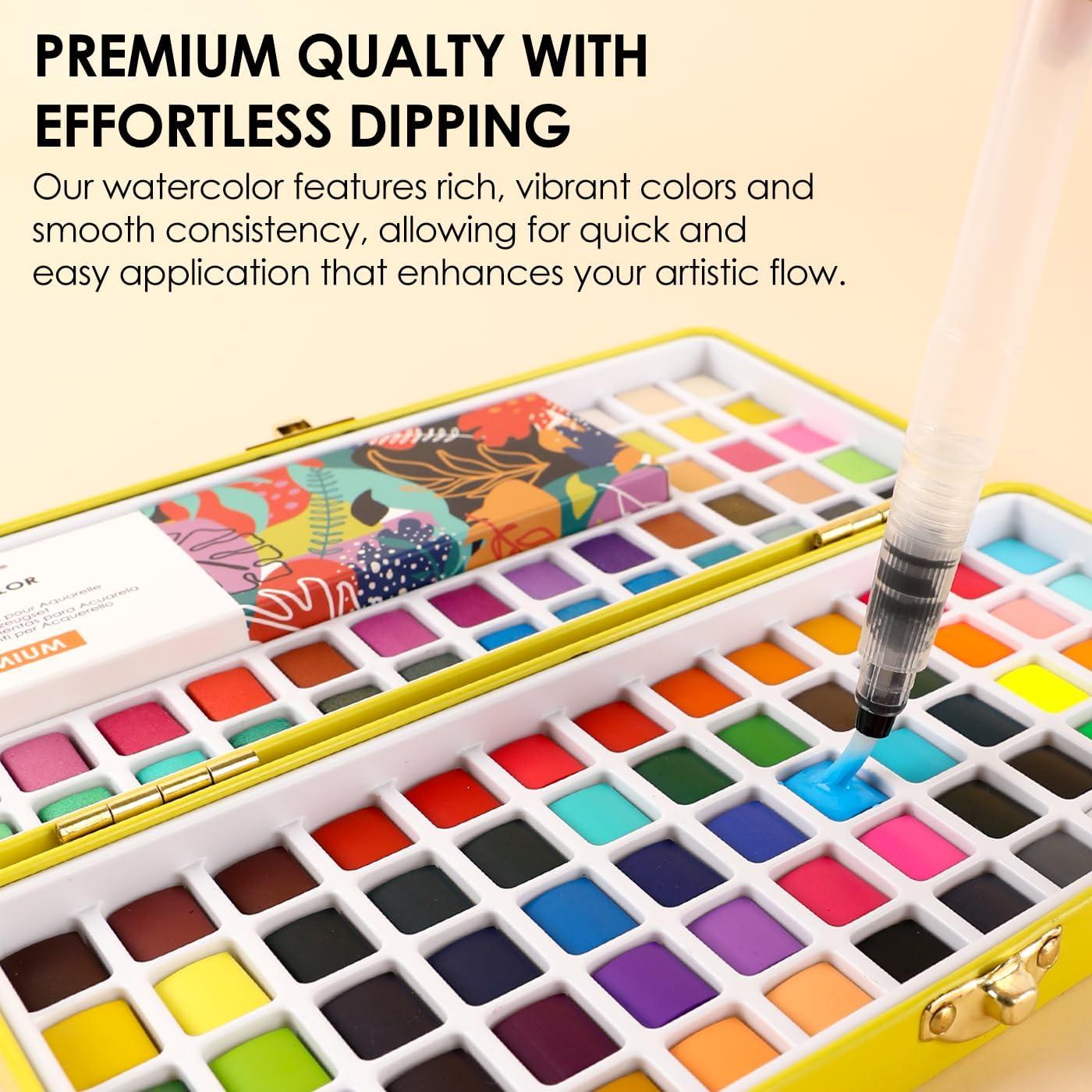 imageGrabie 50 Colors Watercolor Paint Set Detail Paint Brush Included Watercolor Paints Painting Sets Art Supplies for Painting Travel Watercolor Set Amateur Hobbyists100 ColorsPremium