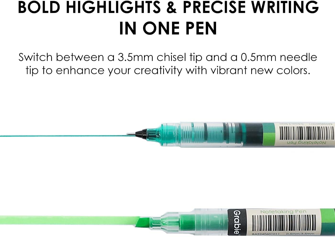 imageGrabie Dual Tip Notetaking Pens 35mm Chisel  05mm Needle Dual Tip Highlighter Markers for Journaling Colored Pens for Note Taking and Adult Coloring Books 2 value pack2 value pack