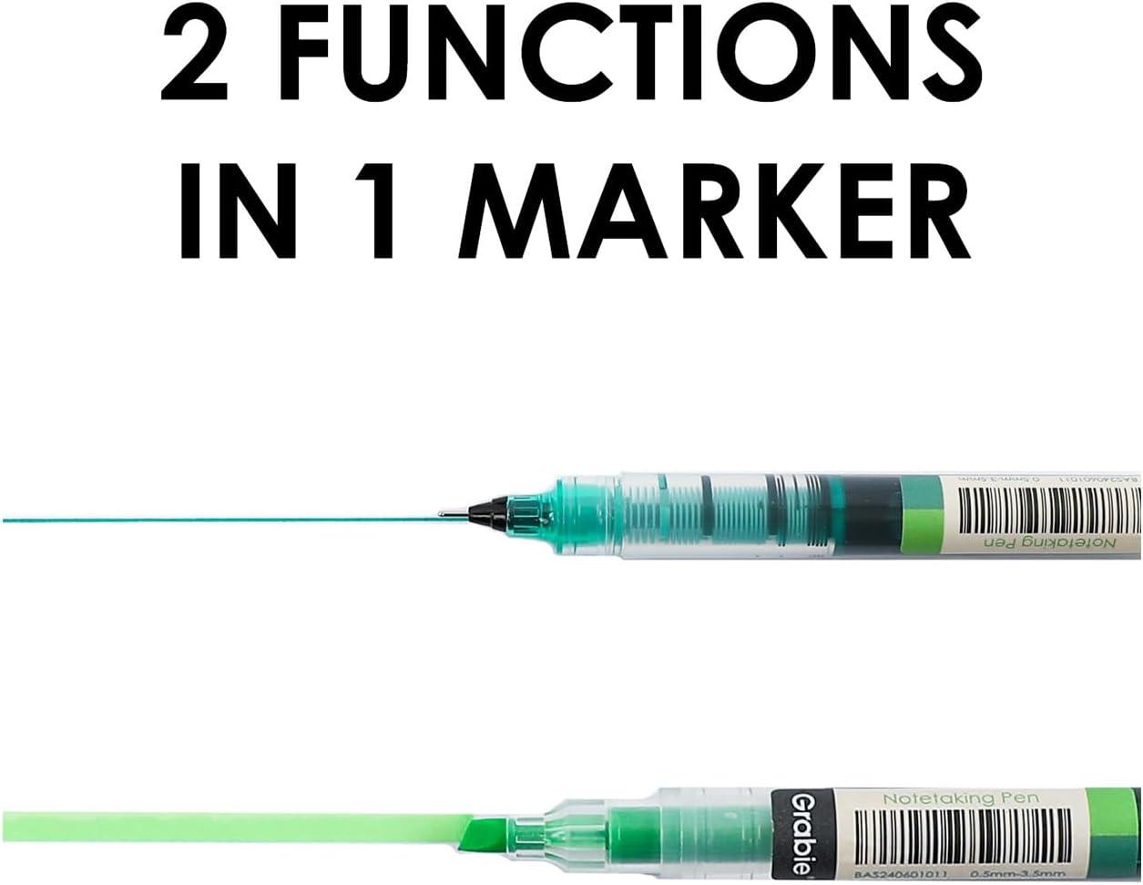 imageGrabie Dual Tip Notetaking Pens 35mm Chisel  05mm Needle Dual Tip Highlighter Markers for Journaling Colored Pens for Note Taking and Adult Coloring Books 2 value packVivid Splash