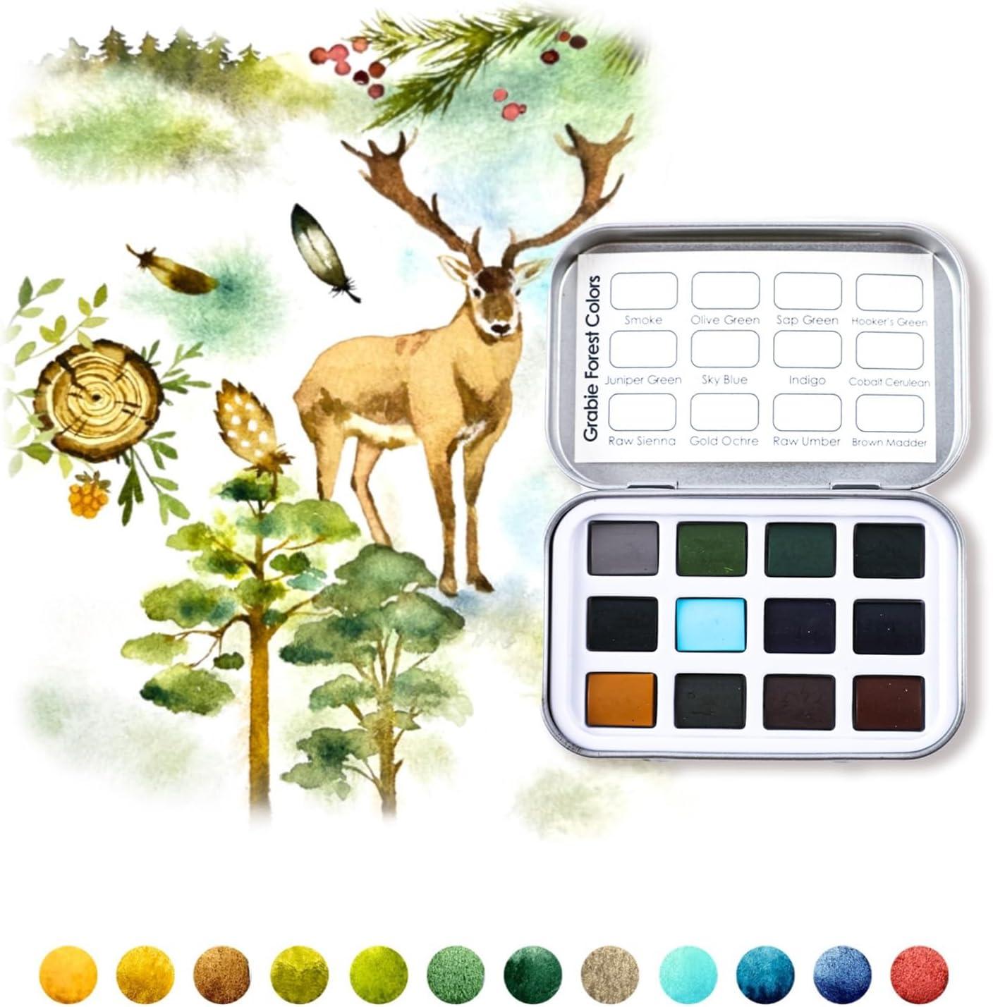 imageGrabie Pocket Watercolor Set60 Colors Travel Watercolor Paint Bulk Art Supplies for Painting Great Watercolor Set for Artists Amateur Hobbyists and Painting5 Sets Value Bundle