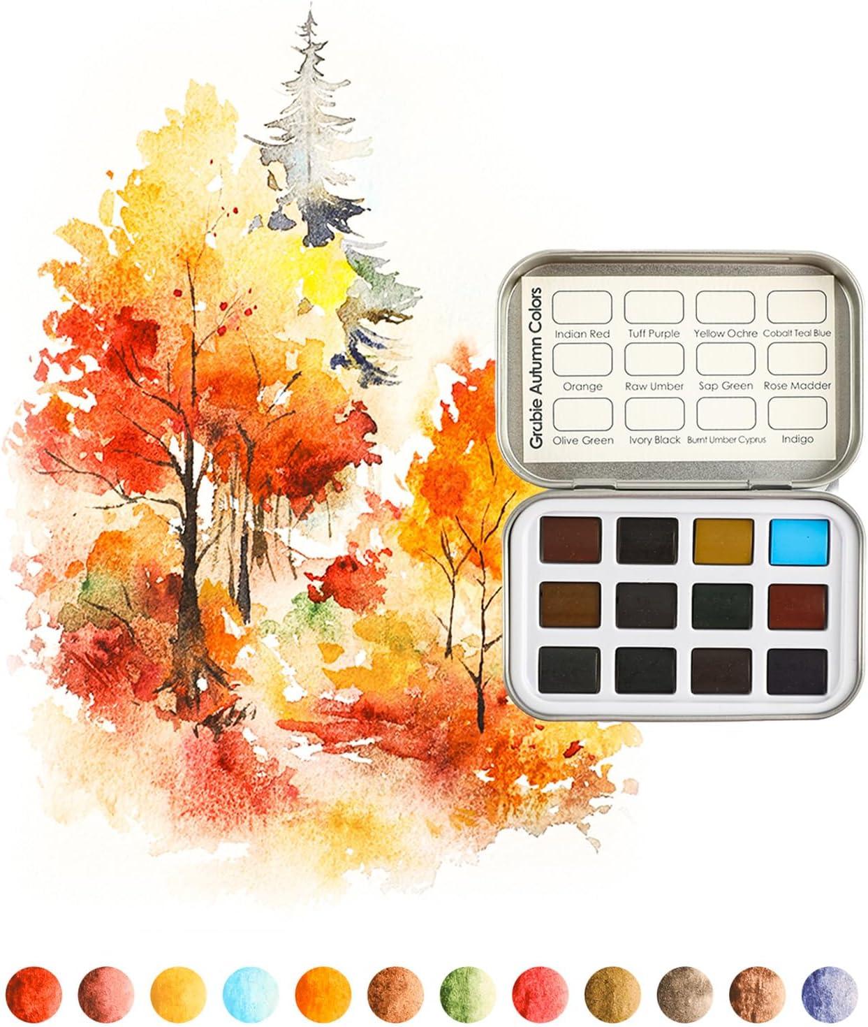 imageGrabie Pocket Watercolor Set60 Colors Travel Watercolor Paint Bulk Art Supplies for Painting Great Watercolor Set for Artists Amateur Hobbyists and Painting5 Sets Value Bundle