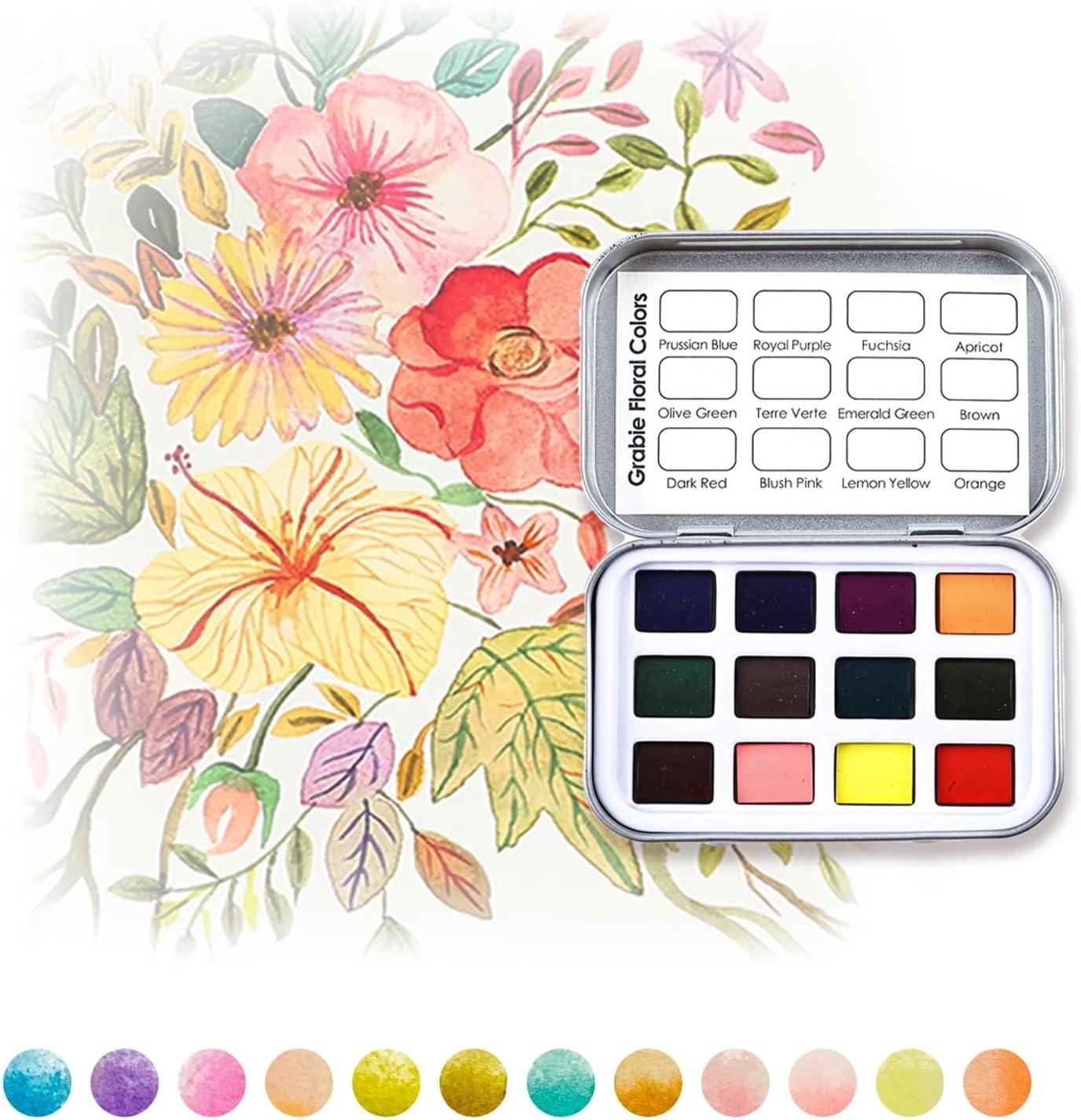 imageGrabie Pocket Watercolor Set60 Colors Travel Watercolor Paint Bulk Art Supplies for Painting Great Watercolor Set for Artists Amateur Hobbyists and Painting5 Sets Value Bundle