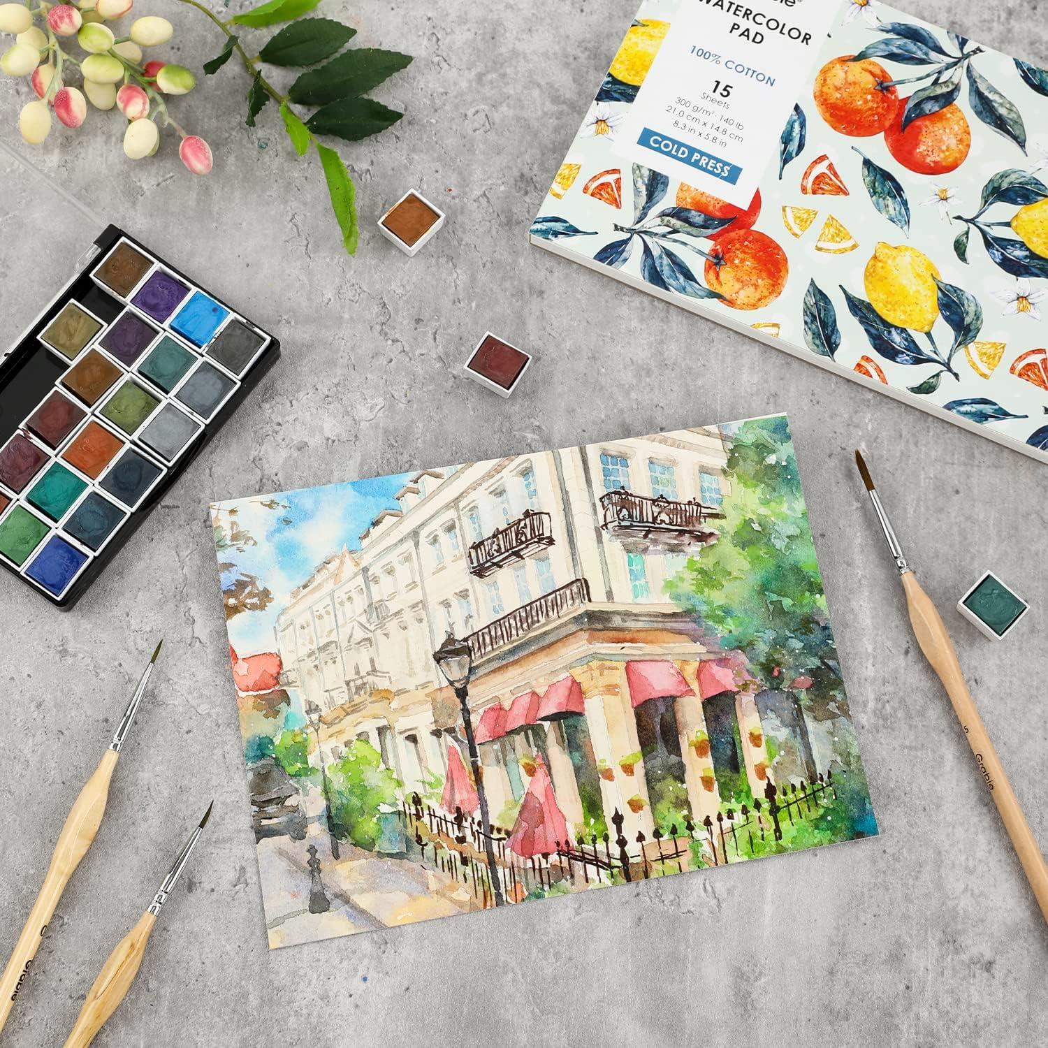 imageGrabie Watercolor Coloring Book 15 Sheets Art Pad A5 83 x 58 Cotton Watercolor Book for AdultsFloralA5