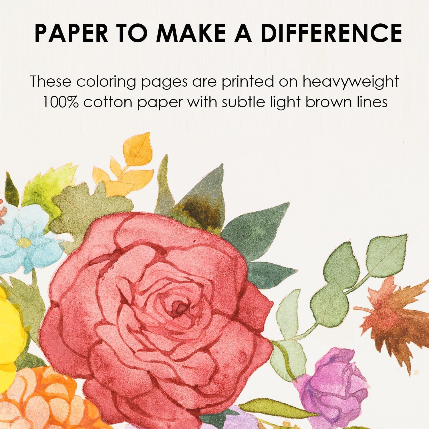 imageGrabie Watercolor Coloring Book 15 Sheets Art Pad A5 83 x 58 Cotton Watercolor Book for AdultsFloralAutumn