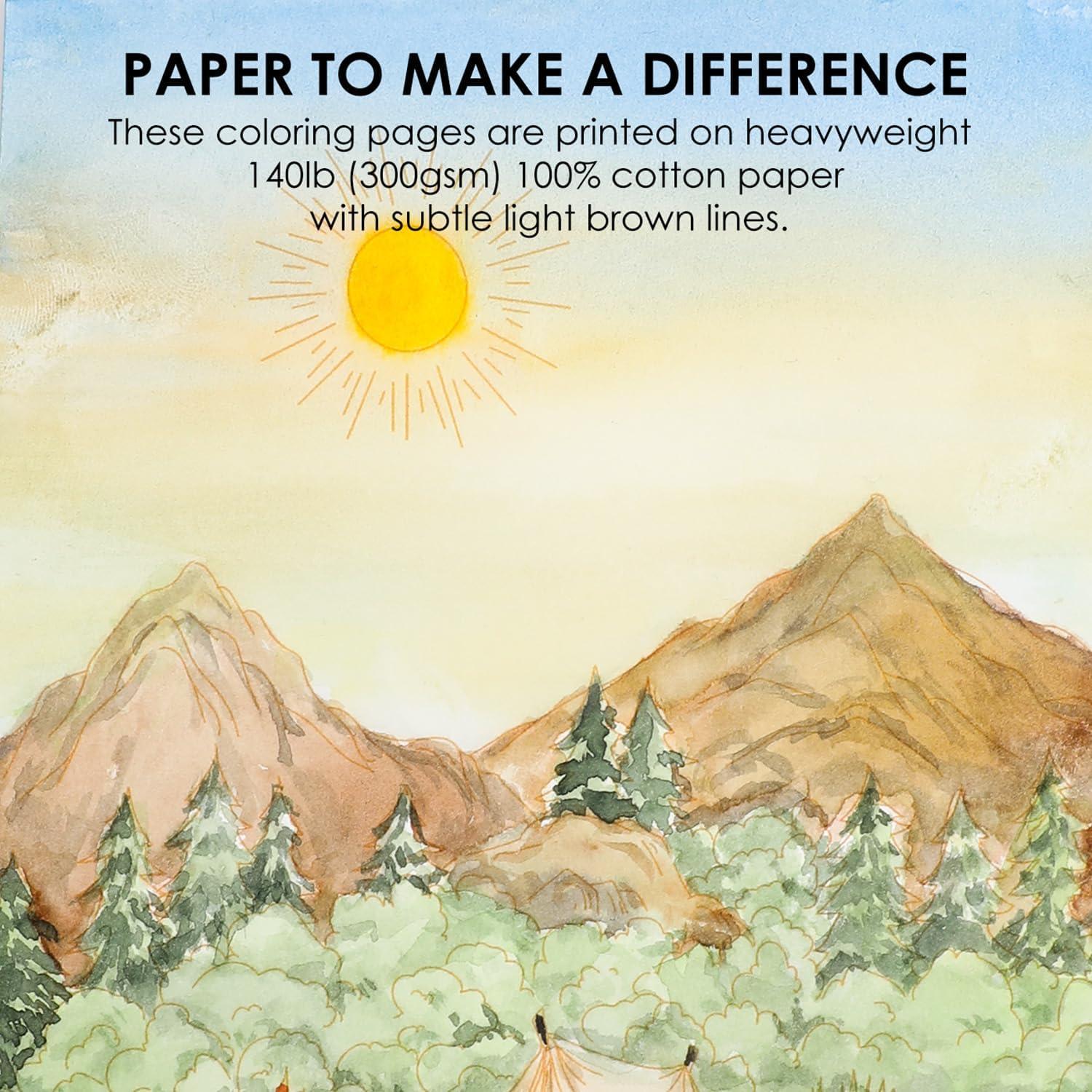imageGrabie Watercolor Coloring Book 15 Sheets Art Pad A5 83 x 58 Cotton Watercolor Book for AdultsFloralLandscape