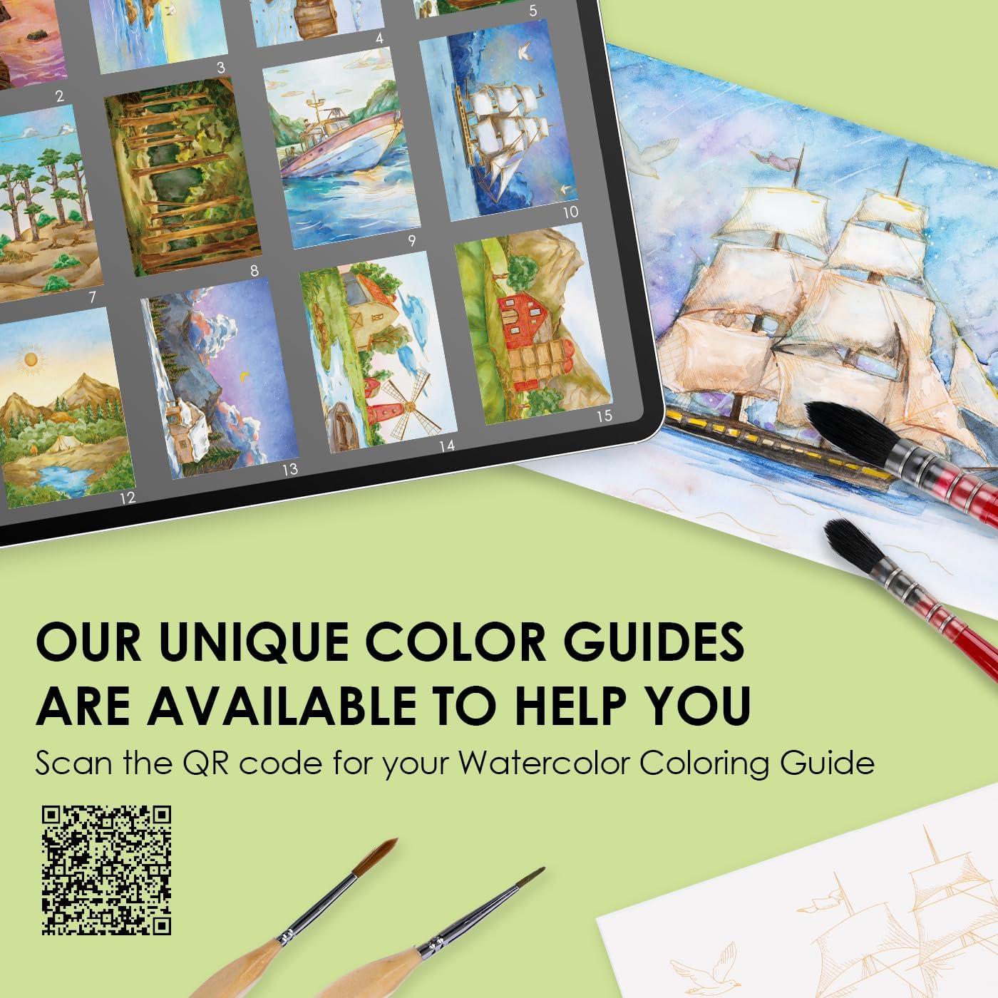 imageGrabie Watercolor Coloring Book 15 Sheets Art Pad A5 83 x 58 Cotton Watercolor Book for AdultsFloralLandscape