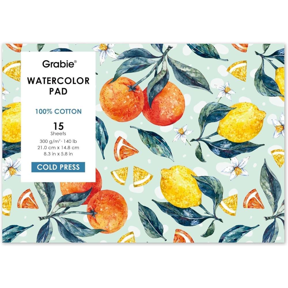 imageGrabie Watercolor Coloring Book 15 Sheets Art Pad A5 83 x 58 Cotton Watercolor Book for AdultsFloralA5