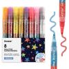 imageGrabie 16 Metallic Colors Dual Tip Glitter Markers Glitter Metallic Shimmer Marker Set of 8 Acrylic Paint Pens for Rock Painting Black Paper Wood Canvas Stone Glass Ceramic DIY Crafts MakingMulticolor