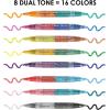 imageGrabie 16 Metallic Colors Dual Tip Glitter Markers Glitter Metallic Shimmer Marker Set of 8 Acrylic Paint Pens for Rock Painting Black Paper Wood Canvas Stone Glass Ceramic DIY Crafts MakingMulticolor