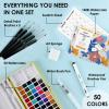 imageGrabie 50 Colors Watercolor Paint Set Detail Paint Brush Included Watercolor Paints Painting Sets Art Supplies for Painting Travel Watercolor Set Amateur Hobbyists50 ColorsPremium