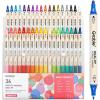 imageGrabie 72 Colors Acrylic Paint Markers Soft Brush Tip Acrylic Markers Set Paint Pens for Wood Fabric Canvas Glass Stone Canvas Rock Painting and DIY Crafts Art Supplies36 Colors Dot Dual Tip Acrylic Paint Markers