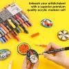 imageGrabie Black ampamp White Extra Fine Tip Acrylic Paint Marker Set 6 Pack 07mm Acrylic Paint Pens for Highlights and Fine Details on Drawings Rock Painting Glass Canvas Wood White Highlight Markers28 Colors Extra Fine Tip Acrylic Markers