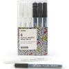 imageGrabie Black ampamp White Extra Fine Tip Acrylic Paint Marker Set 6 Pack 07mm Acrylic Paint Pens for Highlights and Fine Details on Drawings Rock Painting Glass Canvas Wood White Highlight MarkersBlack  White