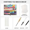 imageGrabie Watercolor Paint Set 100 Colors in Portable Box with Water Brush Pens Drawing Pencil Miniature Paint Brushes and Watercolor Papers Perfect Starter Kit for Painting