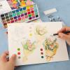 imageGrabie Watercolor Paint Set 100 Colors in Portable Box with Water Brush Pens Drawing Pencil Miniature Paint Brushes and Watercolor Papers Perfect Starter Kit for Painting