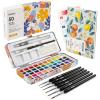 imageGrabie Watercolor Paint Set 50 Colors in Portable Box with Water Color Pallet Watercolor Papers and Brushes Ideal for Adults Artists and Hobbyists