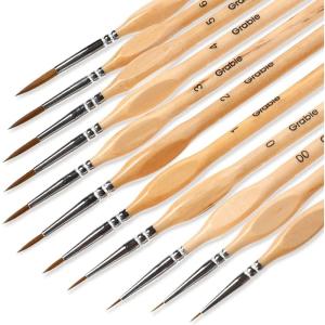 imageGrabie Paint Brush Set 11 Pcs Miniature Brushes for Fine Detailing ampamp Art Painting  Acrylic Watercolor Oil Models and Gouache