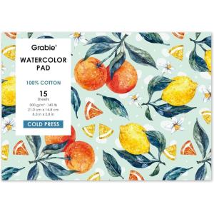 imageGrabie Watercolor Coloring Book 15 Sheets Art Pad A5 83 x 58 Cotton Watercolor Book for AdultsFloralA5