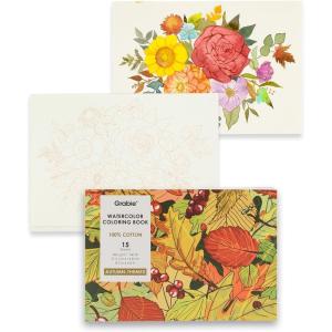 imageGrabie Watercolor Coloring Book 15 Sheets Art Pad A5 83 x 58 Cotton Watercolor Book for AdultsFloralAutumn