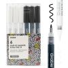 imageGrabie Black ampamp White Extra Fine Tip Acrylic Paint Marker Set 6 Pack 07mm Acrylic Paint Pens for Highlights and Fine Details on Drawings Rock Painting Glass Canvas Wood White Highlight MarkersBlack  White