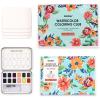 imageGrabie LandscapeThemed Watercolor Coloring Club Box including 12 Landscape Type Pocket Set and 15 sheets 140LB Watercolor Coloring Book Water Colors Paint Adult SetFloral