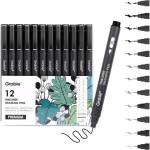 imageGrabie Calligraphy Pen 12 Size Calligraphy Pens for Writing Brush Pens Calligraphy Set for Beginners Hand Lettering Pen for Art Drawing Sketching Scrapbooking