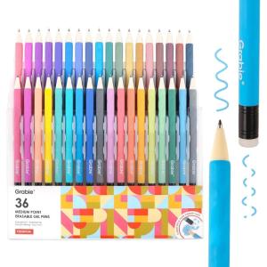 imageGrabie Erasable Gel Pens 36 Colors Erasable Pens Make Mistakes Disappear Colored Pens Assorted Color Inks for Drawing Writing PlannerGel Pens for Coloring