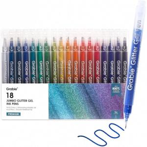 imageGrabie Jumbo Glitter Gel Ink Pen Set Of 18 Metallic Vibrant Sparkle Gel Pens for Coloring Sparkle Markers Glitter Pens for Adults 18 Colors Jumbo Gel Pens18 Colors Jumbo Glitter Gel Ink Pens