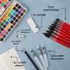 imageGrabie Watercolor Paint Set 100 Colors in Portable Box with Water Brush Pens Drawing Pencil Professional Watercolor Brushes and Watercolor Papers Perfect Starter Kit for Painting