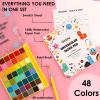 imageGrabie Mini Watercolor Set 48 Colors with Brush Paper Pad and Swatch Sheet Travel Watercolors Painting Kit for Beginners