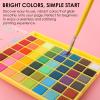 imageGrabie Mini Watercolor Set 48 Colors with Brush Paper Pad and Swatch Sheet Travel Watercolors Painting Kit for Beginners