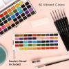 imageGrabie 50 Colors Watercolor Paint Set with 12 Monthly Paintable Bookmarks