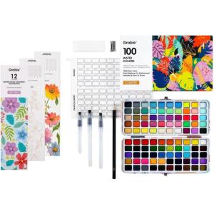 imageGrabie 100 Colors Watercolor Paint Set with 12 Monthly Paintable Bookmarks