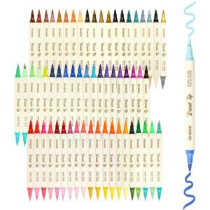 imageGrabie 24 Colors Paint Markers Acrylic Paint Pens with 12 DualColor Brush Tips Dual Tone Acrylic Markers for Rocks Acrylic Paint Markers for Art Supplies 24 Dual Tone Colors120 Colors Extra Fine Tip Acrylic Markers
