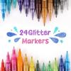 imageGrabie 24 Glitter Metallic Markers Extra Fine Tip Glitter Acrylic Paint Markers QuickDrying Waterbased Ink Iridescent Glitter Pens for Adults DIY Crafts Making Set of 24