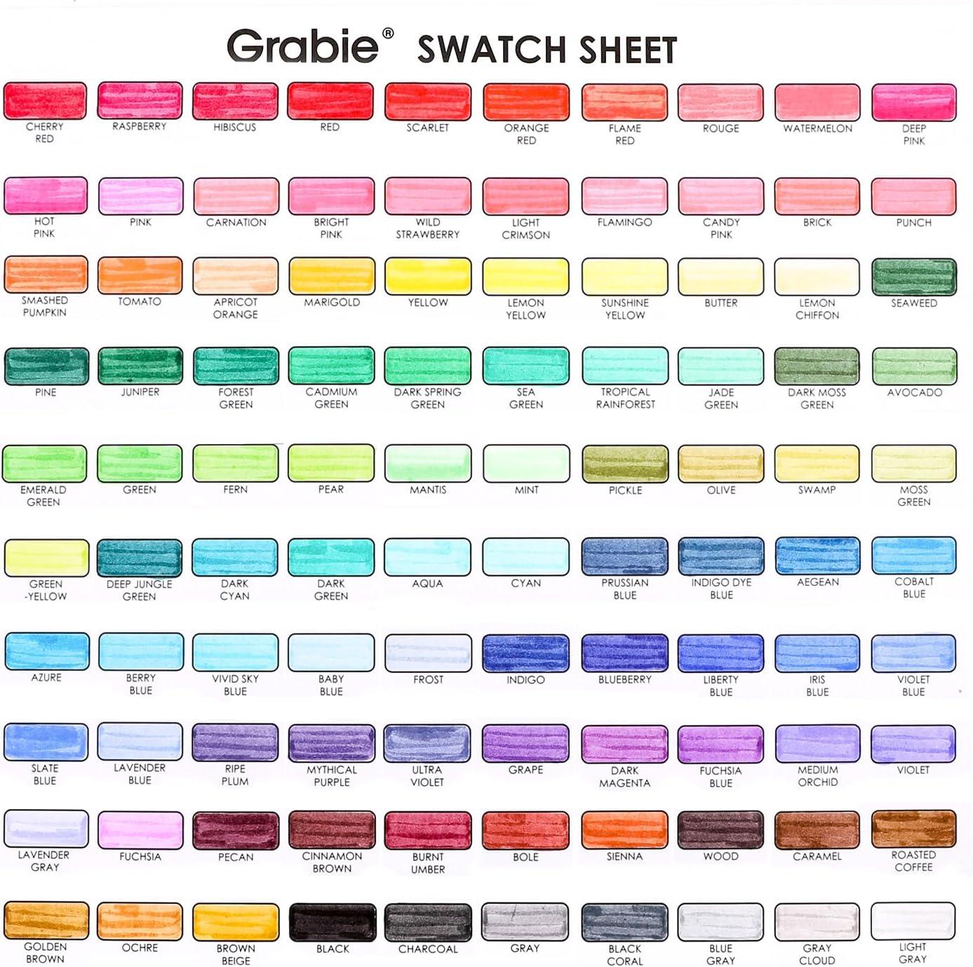 imageGrabie Dual Tip WaterBased Sketch Marker Set of 100 Fineliner ampamp Brush Drawing Pens Brush Marker Pens 100 Colored Markers for Adult Coloring Books No Bleeding Drawing Sketching100