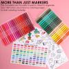 imageGrabie Dual Tip WaterBased Sketch Marker Set of 100 Fineliner ampamp Brush Drawing Pens Brush Marker Pens 100 Colored Markers for Adult Coloring Books No Bleeding Drawing Sketching100
