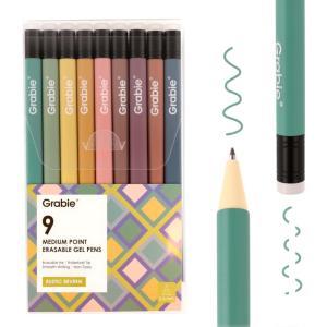 imageGrabie Erasable Gel Pens 9 Colors Erasable Pens Multicolor Make Mistakes Disappear 06mm Medium Point Rollerball Tip Colored Pens for Drawing Writing Planner Smooth WritingRustic Reverie