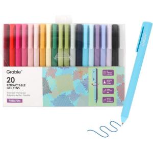 imageGrabie Retractable Colorful Gel Pens Perfect for Vibrant Colored Writing and Sketching Quick Dry Colored Gel Pens 07 mm Smooth Writing for Journaling and Note Taking Pack of 2020